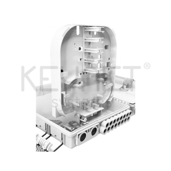 Коробка FTTh IP65 2п/16п, кріплення для 16 адаптерів/міні-спліттера.