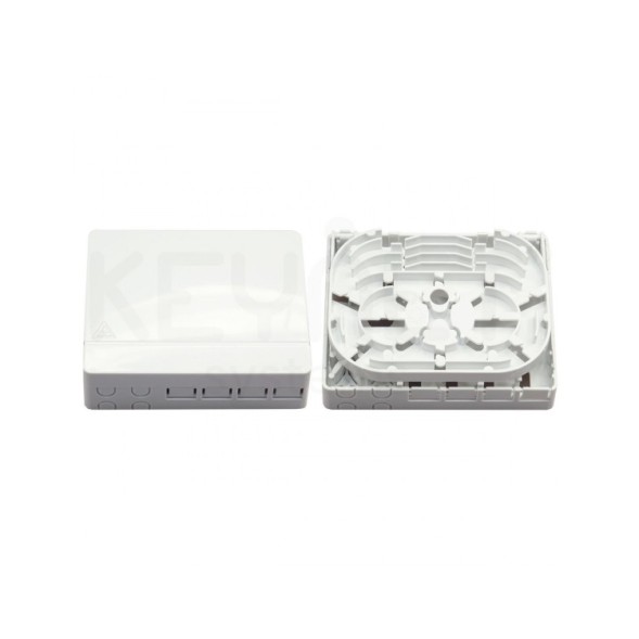 Оптична розетка Keynet FTB-1045-DH – 4 порти SC/PC (не входять у комплект), лоток для зварювання 4 волокон, ABS, IP44, DIN-рейка