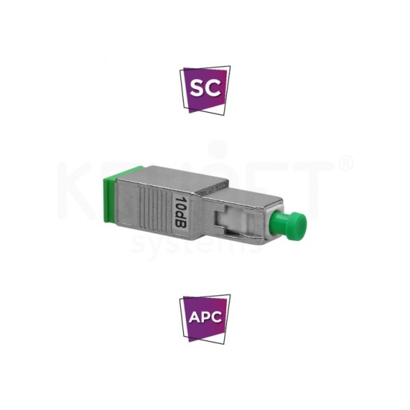 Оптичний атенюатор SC H-M APC SM, металевий, 10дБ