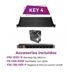 Armario rack mural 19" Keynet FR6-C1566-U - 15U, 600x600x770mm, puerta cristal, desmontado