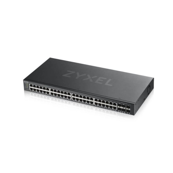 Switch x44 Gb, x4 Combo y x4 SFP. Gestión híbrida Smart mode, standalone o NebulaFlex Cloud. Refrigeración ultrasilenciosa. Par