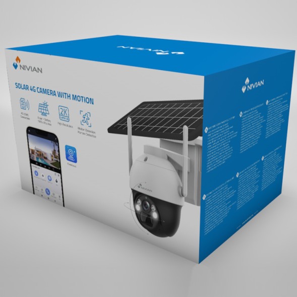 Cámara IP PTZ 4G, 2K 3MPx, IR 30mts, 4mm, H.265. Exterior IP66