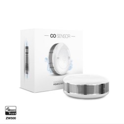 Detector de CO inalámbrico Z-Wave Plus, antena interna. Incluye sensor de temperatura