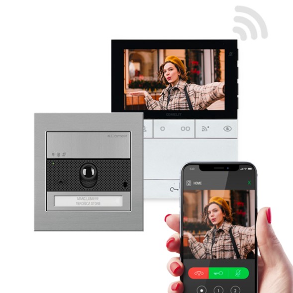 Kit videoportero 2 hilos Comelit CR7190W - Ultra y Chronos, manos libres WiFi 5", Simplebus2