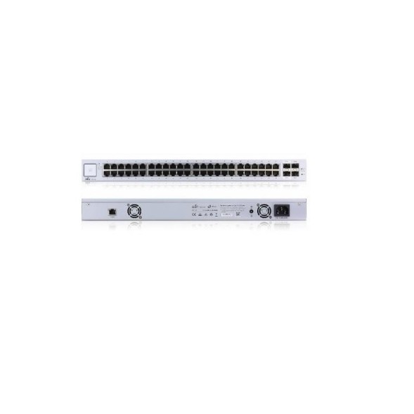 UnifiSwitch gestionable con 48 puertos Gigabit - 2 Puertos SFP Gigabit, RJ45 para consola. Montaje en Rack
