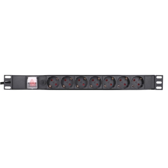 Distribuidor de potencia de 16A, x7 Schuko + interruptor. Cable de 2mts