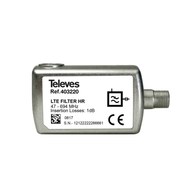 Filtro de Rechazo 5G, C48, mayor 25dB. Interior, Pérdida inserción 1dB. Conector F