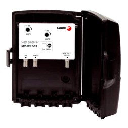 Amplificador de mástil SBA-104-C48, 2 Entradas. 2x UHF, 36dB, 105dBuV