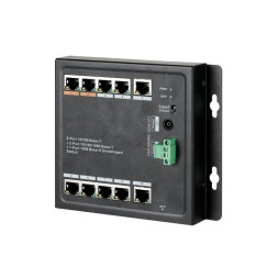 Switch de 8 puertos 10/100/1000 POE 96W + x2 UPLINK 10/100 + x1 SFP, para montaje en pared. Hasta 250 metros