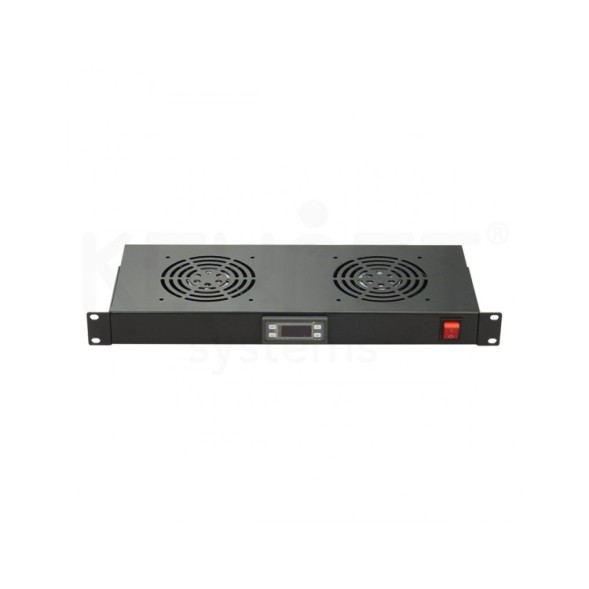 Unidad de 2 ventiladores para rack 19". Compatibilidad universal, Switch ON/OFF, Termostato.