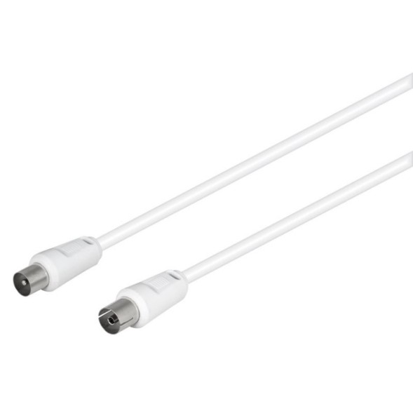 Cable de antena TV NIMO WIR1201 - IEC macho/hembra, 2,5 m, blanco