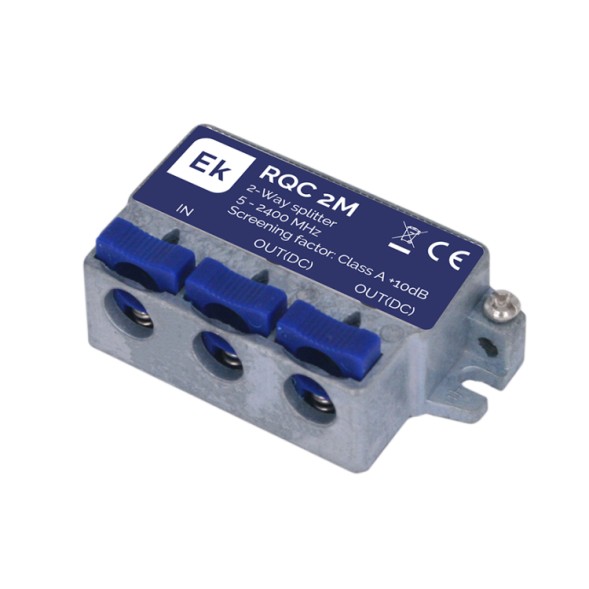 Розподільник на 2 виходи, типу QuiCoax. З пропуском постійного струму. 5-2400МГц. 3,8дБ (862МГц) /4,9дБ (2400МГц).