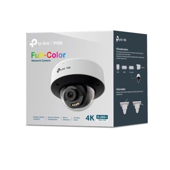 Cámara domo IP Tplink InSight S285 - 8MP, lente 2.8mm, IR 30m, WDR 120dB, audio, IP67 IK10