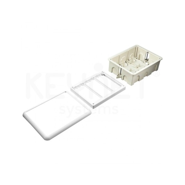 Caja mecanismo completa empotrar 3 modulos (6 elementos 45X45). Dimensiones: 144 x 185 x 57 mm