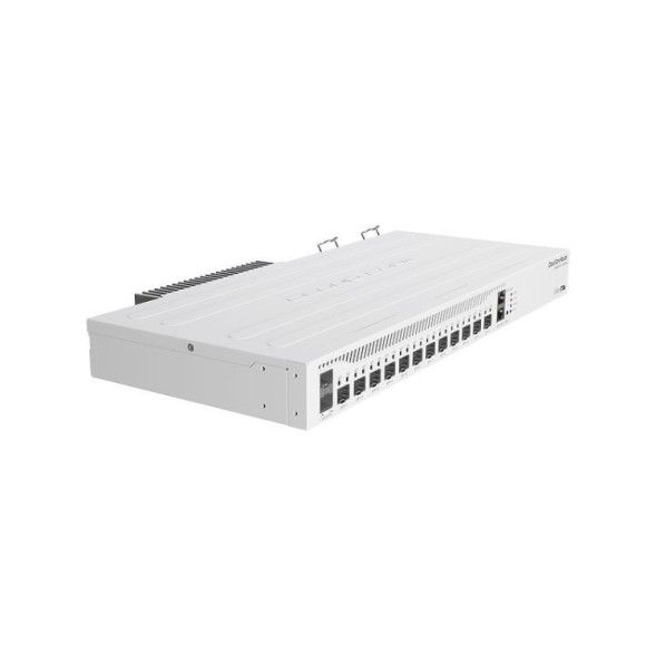 Cloud Core de 4 núcleos a 1,7 Ghz, 4Gb de RAM, 1 puertos Gb, x12 SFP+, x2 25G SFP28. RouterOS, Level 6. Para montaje en Rack