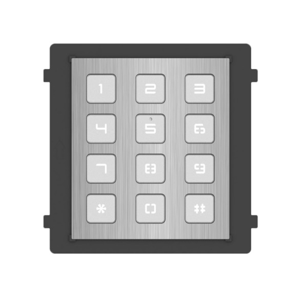 Teclado numérico Hikvision DS-KD-KP/S - Control de acceso, módulo de videoportero, acero inoxidable, exterior IP65