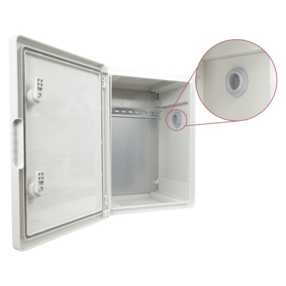 Caja de exterior poliester IP65. Dimensiones 40x30x17cm