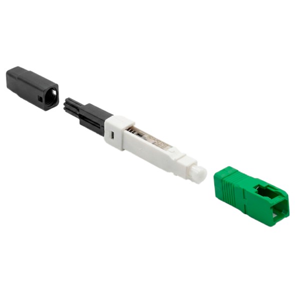 Conector de fibra óptica SC/APC KeyQuick, monomodo. Universal para cable redondo y plano de 2,0mm y 3,0mm