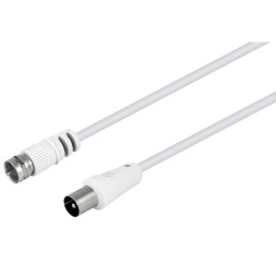 Cable de antena TV NIMO WIR1235 - IEC macho a F macho, 1,5 m, blanco