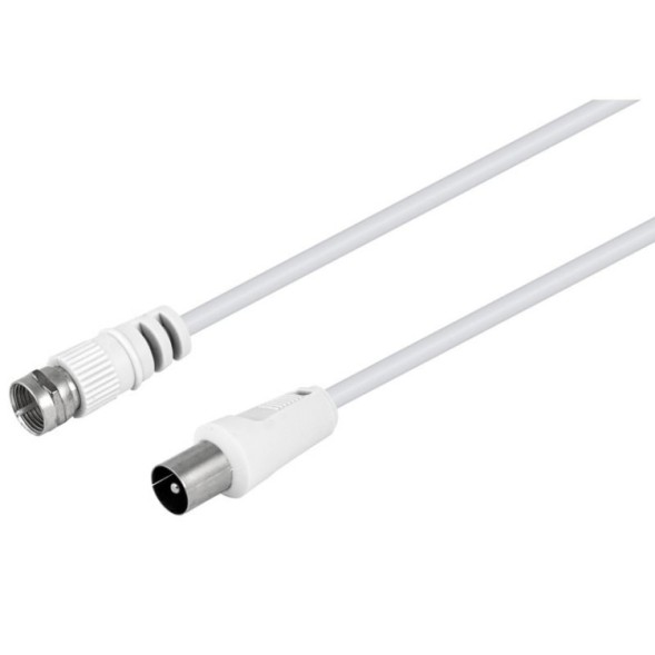 Cable de antena TV NIMO WIR1235 - IEC macho a F macho, 1,5 m, blanco