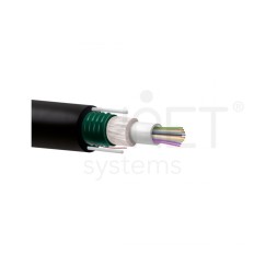 Cable 8F, G652D, SM, armada (antirata), holgada, CPR-CCA, exterior, x2 FRP, diámetro 8.6mm. Bobina 2000mts/Corte