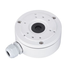 Caja conex. Hikvision. 100mm diametro base, 127mm diámetro total.