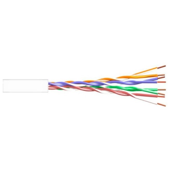 Кабель CAT 6e UTP, мідьований алюміній, CPR-ECA, для внутрішнього використання, білий колір. 305 м. З УФ-фільтром.