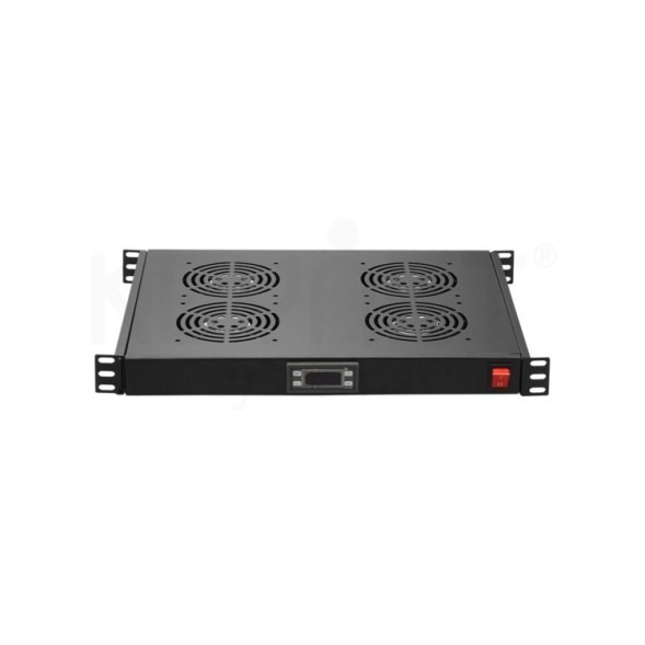 Unidad de 4 ventiladores para rack 19" con termostato y guias telescópicas