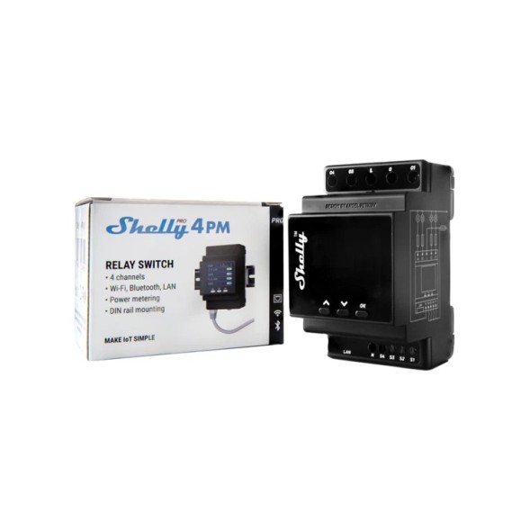 Rele inteligente Shelly Pro 4PM - 4 canales DIN medicion