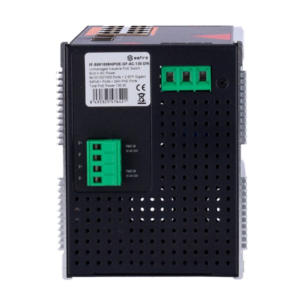 Switch Industrial de 8 puertos 10/100/1000 HIPOE 130W, x2 SFP Gigabit. DIN