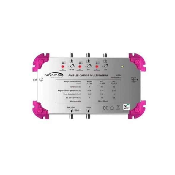 Central multibanda 5G, 3E UHF - VHFIII- VHFI/FM y una salida, 42/38/38dB, 115dBnV