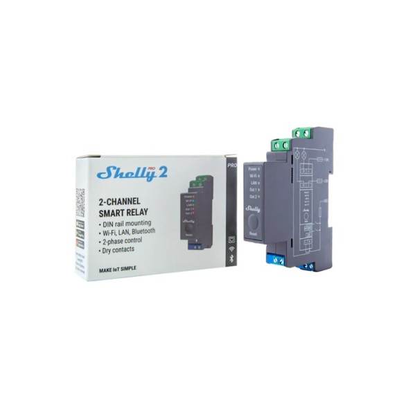 Rele inteligente Shelly Pro 2 - 2 canales DIN WiFi LAN