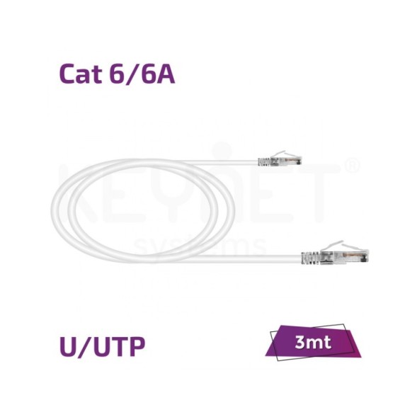 Latiguillo Cat 6A UTP, LSZH, 3mts. Blanco