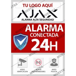 Cartel  AJAX genérico adhesivo, DIN A5 (148x210mm) Para personalizar con logo del cliente